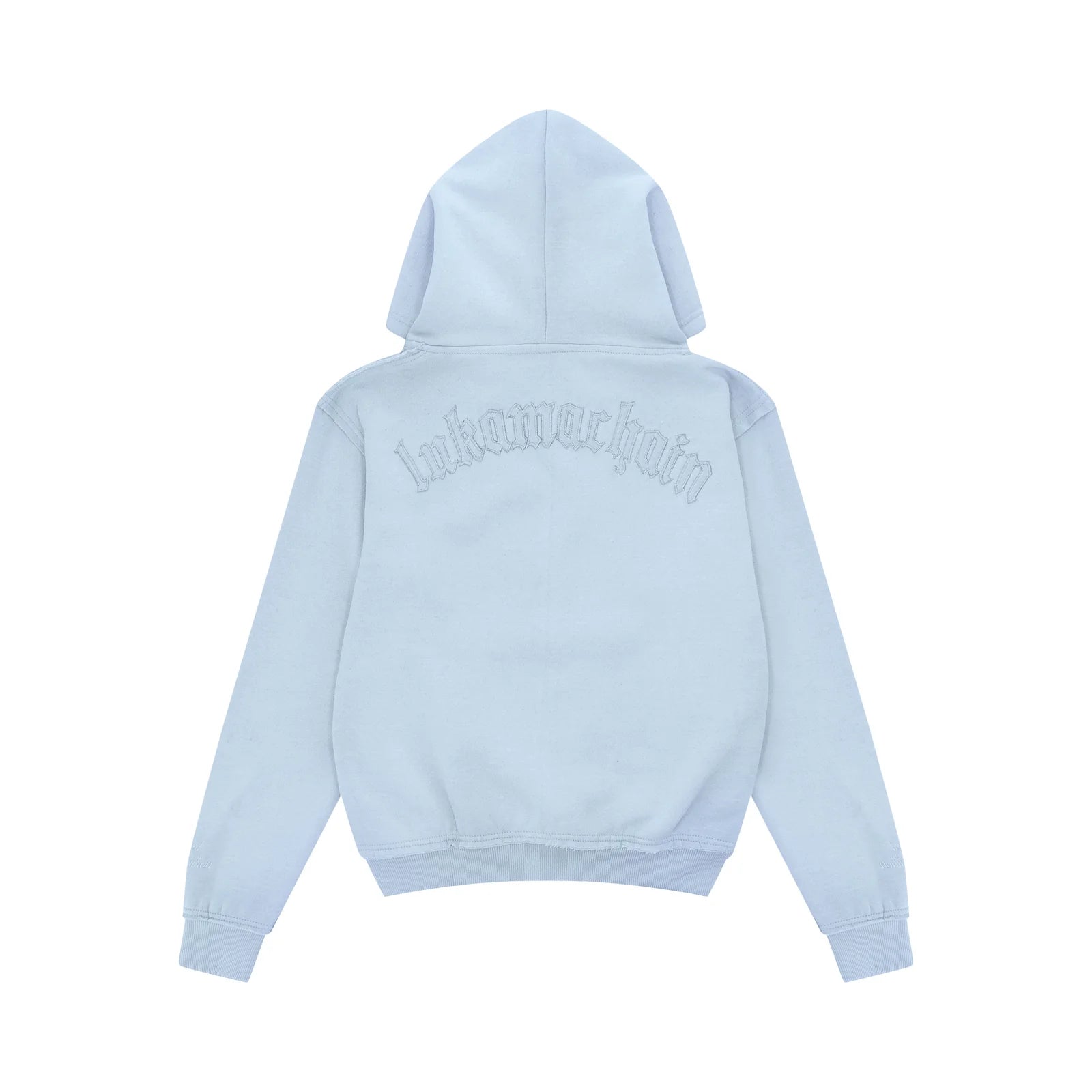 LUKAMACHAIN Distressed Zip Hoodie Baby Blue