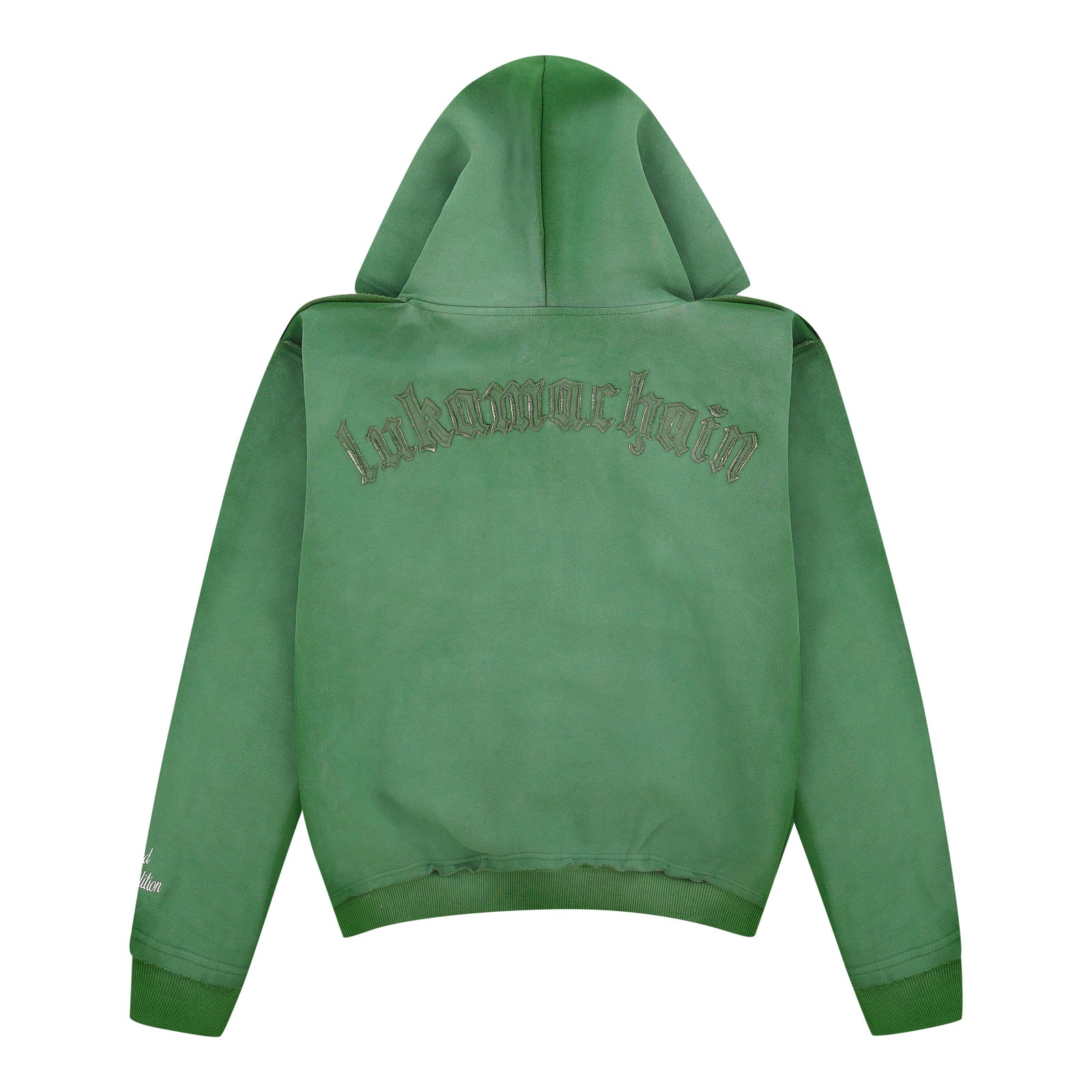 LUKAMACHAIN Distressed Zip Hoodie Green (limited edition)