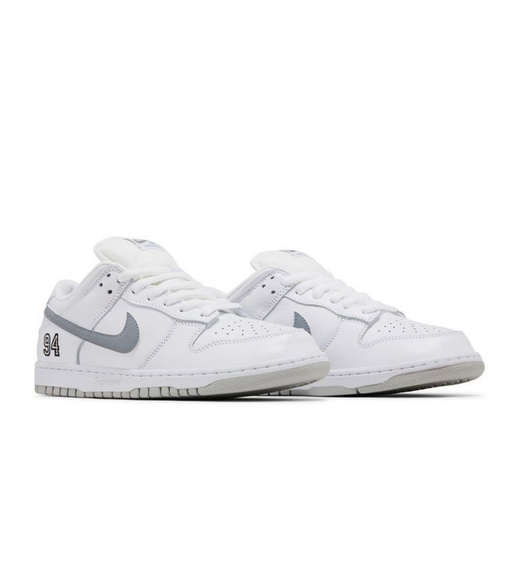Nike SB Dunk Low Supreme 94 White Metallic Silver
