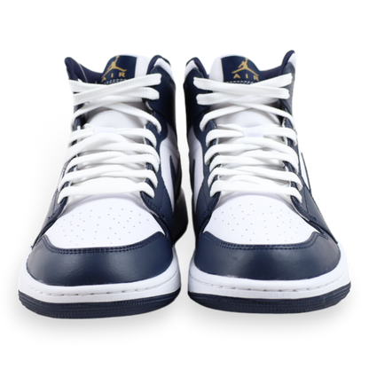 Jordan 1 Mid White Metallic Gold Obsidian